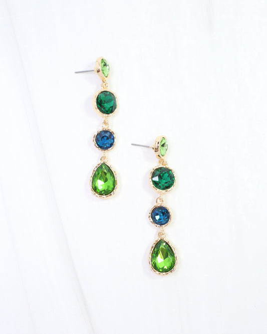 Sailish Linear Crystal Dangle Earring Green Multi