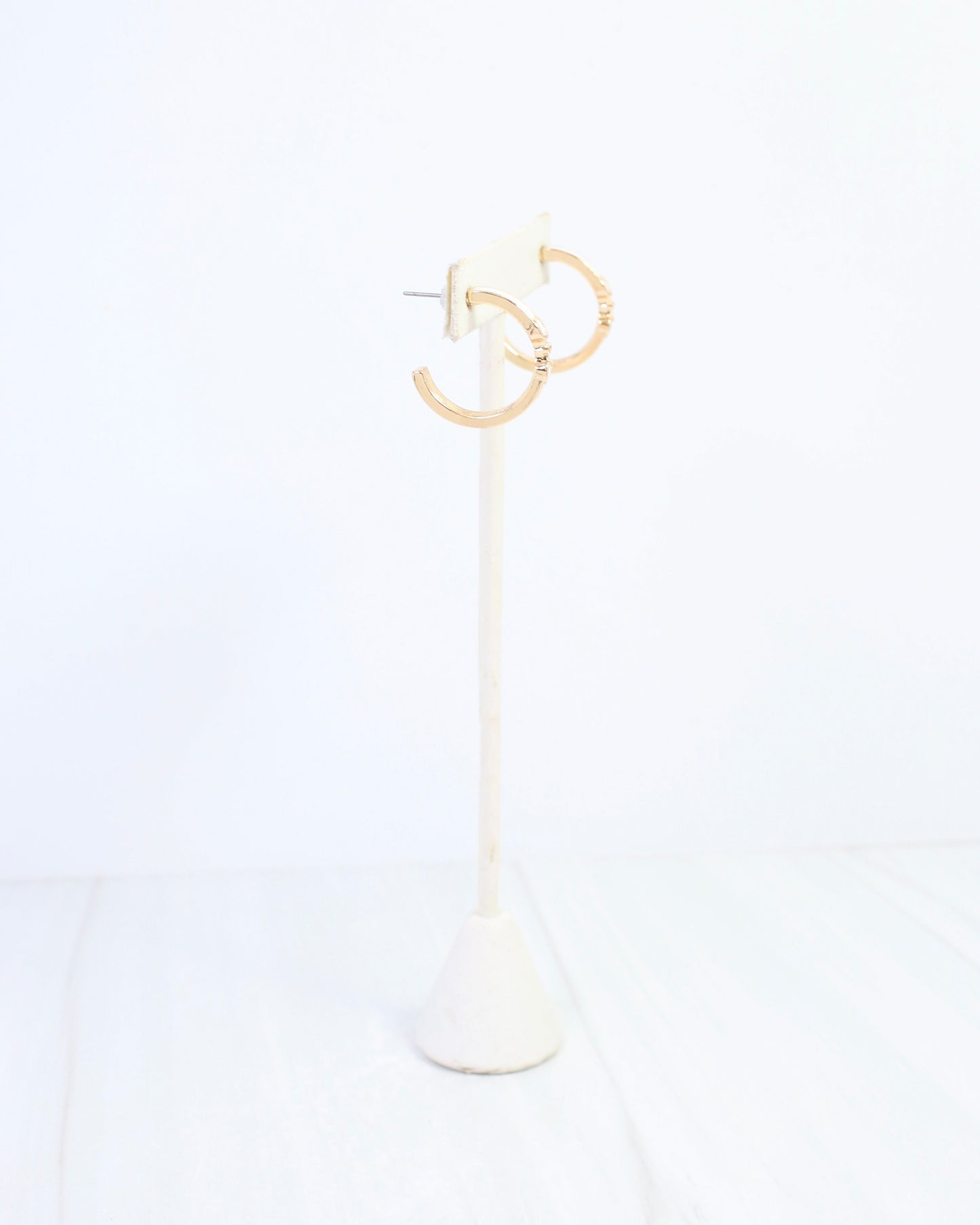 Kaylen Horsebit Hoop Earring White
