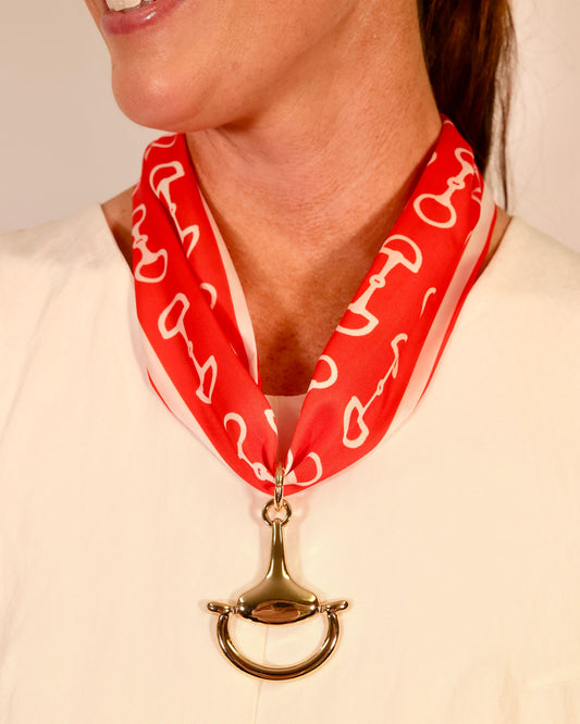 Ida Horsebit Pendant Scarf Necklace Red White