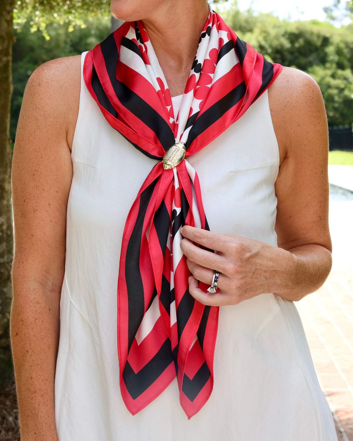 Lucy Floral Scarf Large Red Black