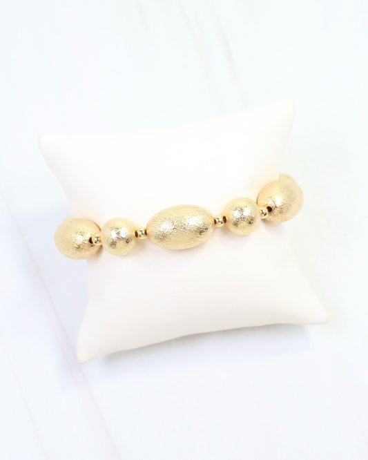 Leena Textured Bead Stretch Bracelet Gold