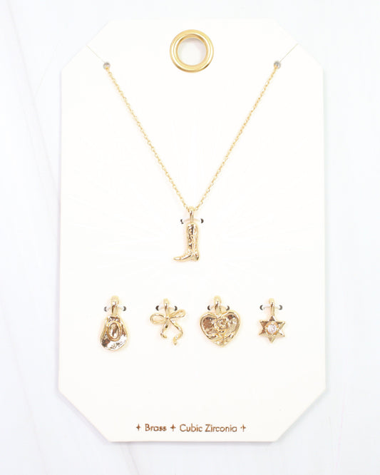 Boot it Up Charm Necklace Set Gold