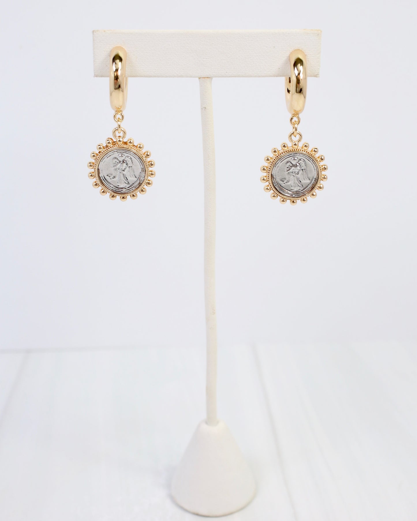 Kirksville Coin Dangle Hoop Earring Gold