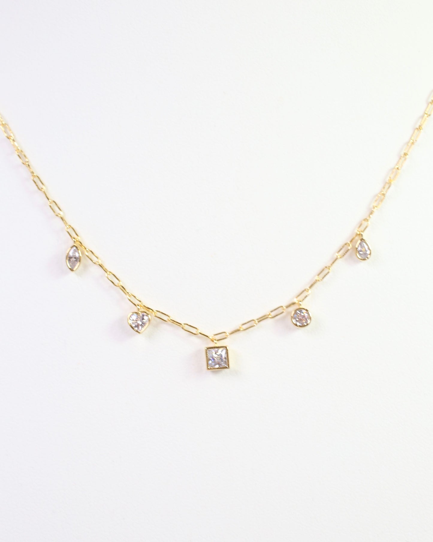 Boulder City CZ Charm Necklace WR Gold