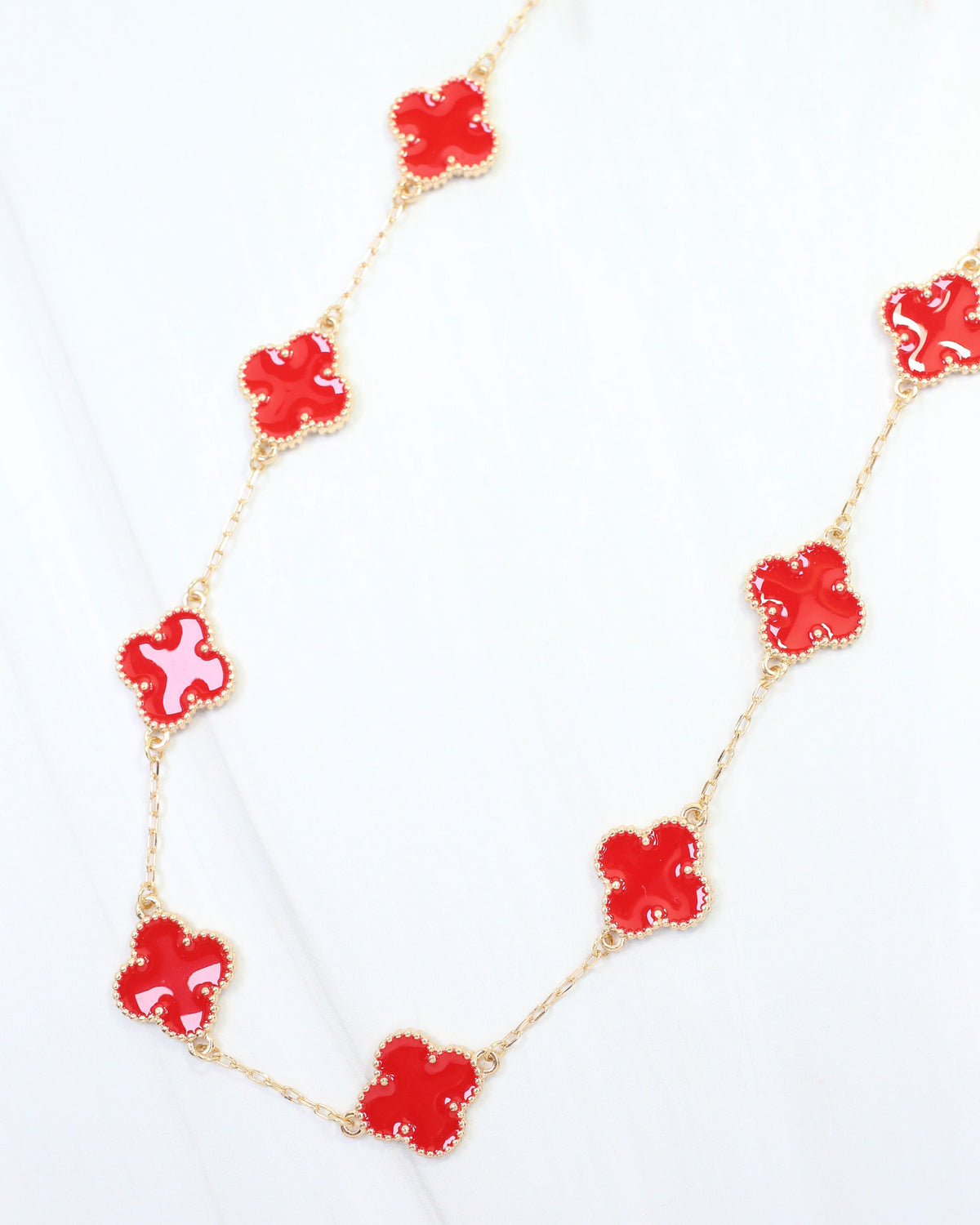 Sicily Clover Necklace Red