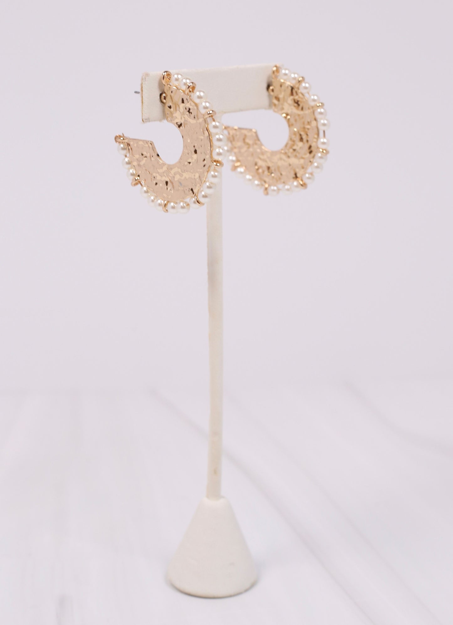 Abram Pearl Hoop Earring Shiny Gold