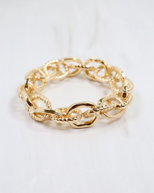 Mason Link Stretch Bracelet Gold
