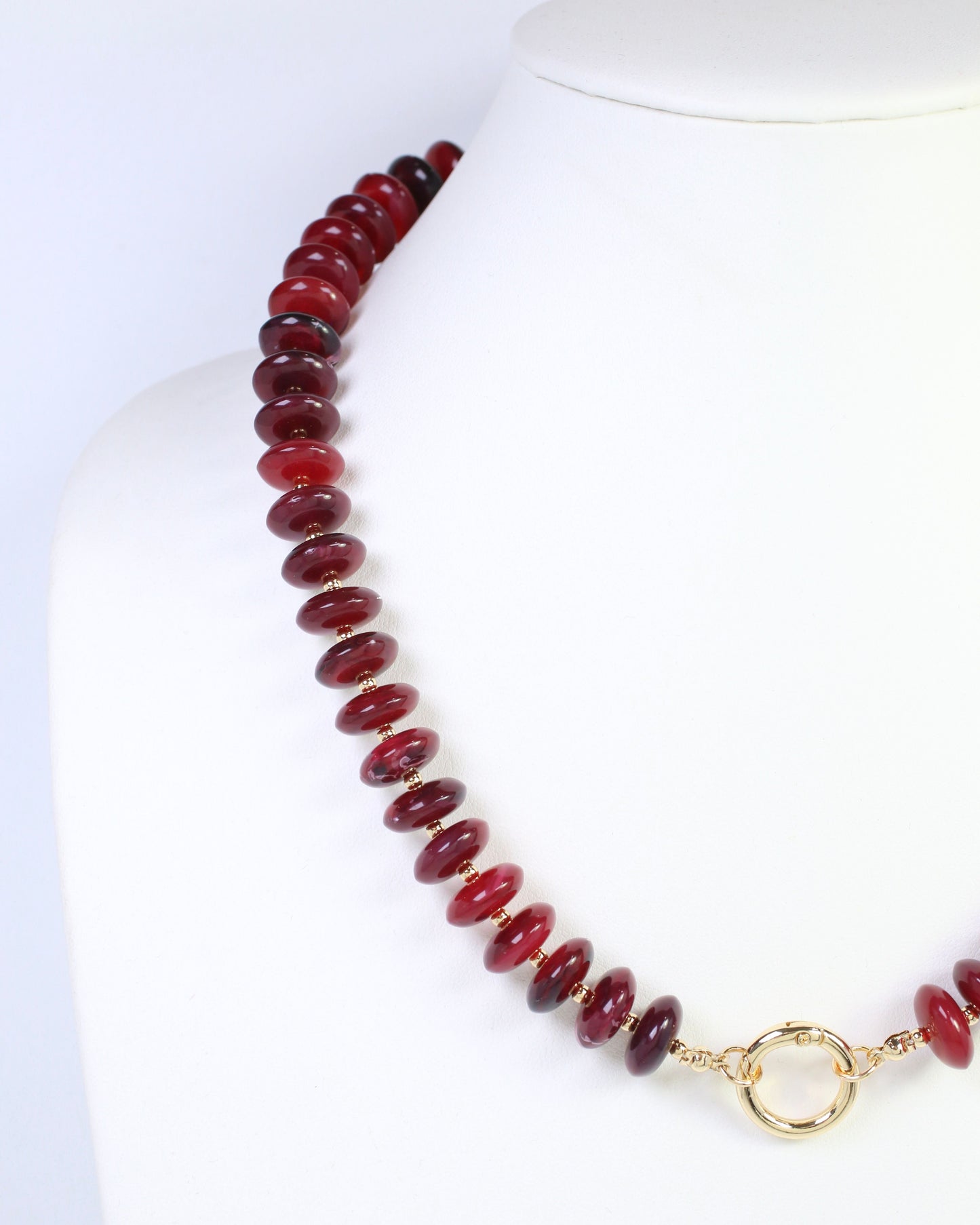 Branna Stone Necklace with Charm Toggle Burgundy