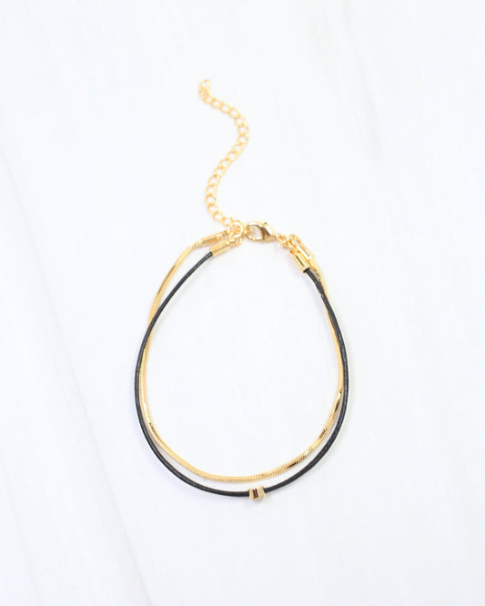 Paula Cord and Chain Bracelet Black