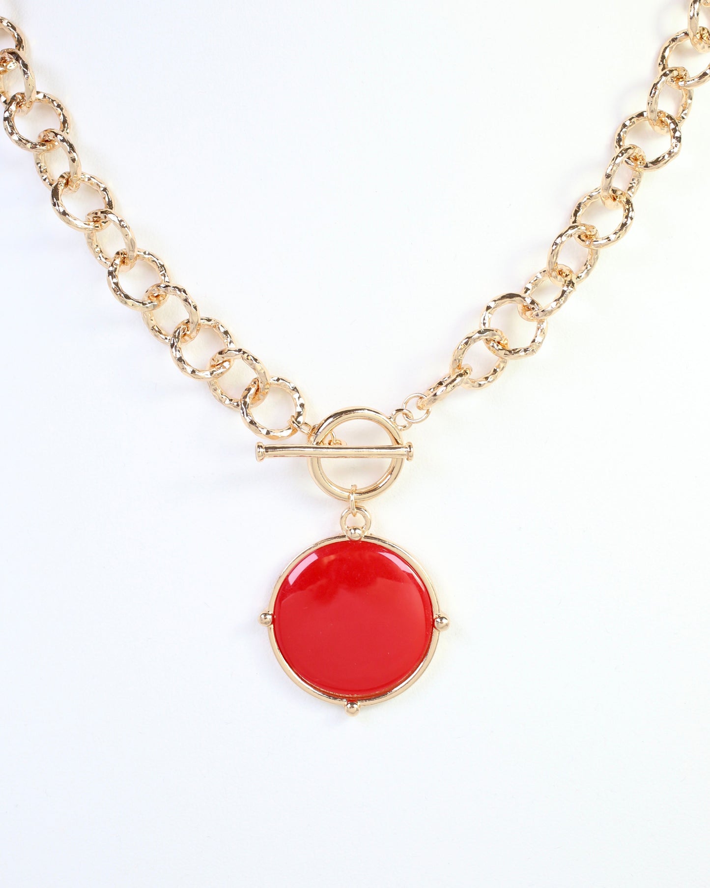 McKinley Pendant Toggle Necklace Red