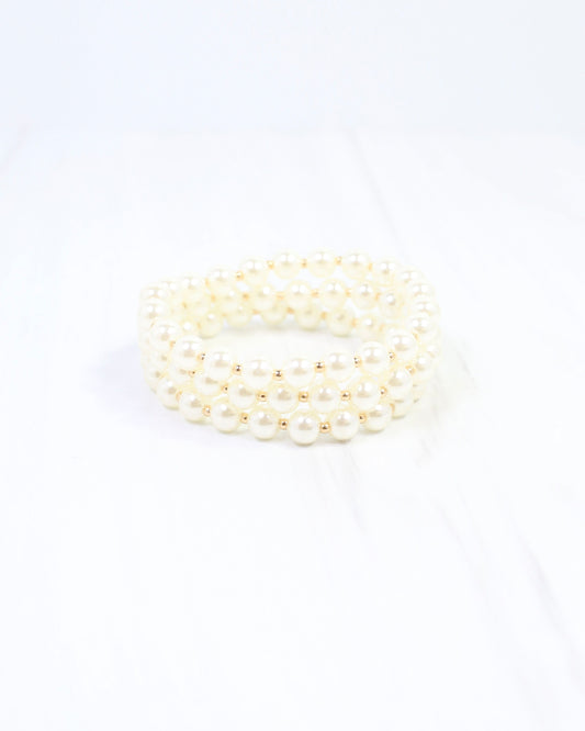 Bardsdale Stretch Pearl Bracelet Set Gold