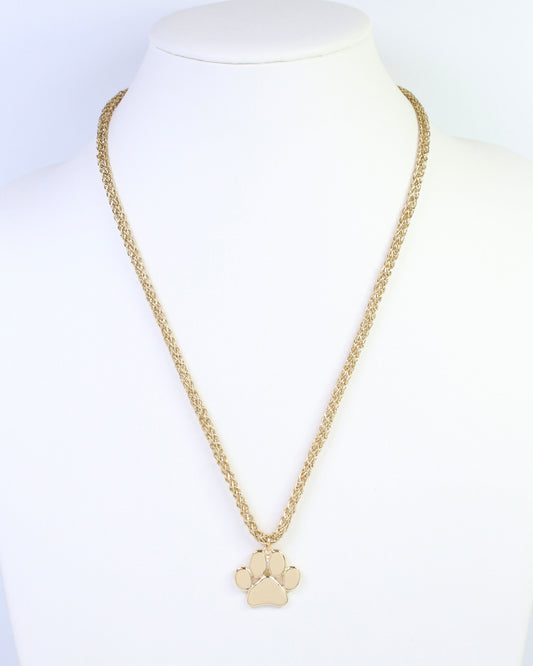 Corie Cord Necklace Paw Print Gold