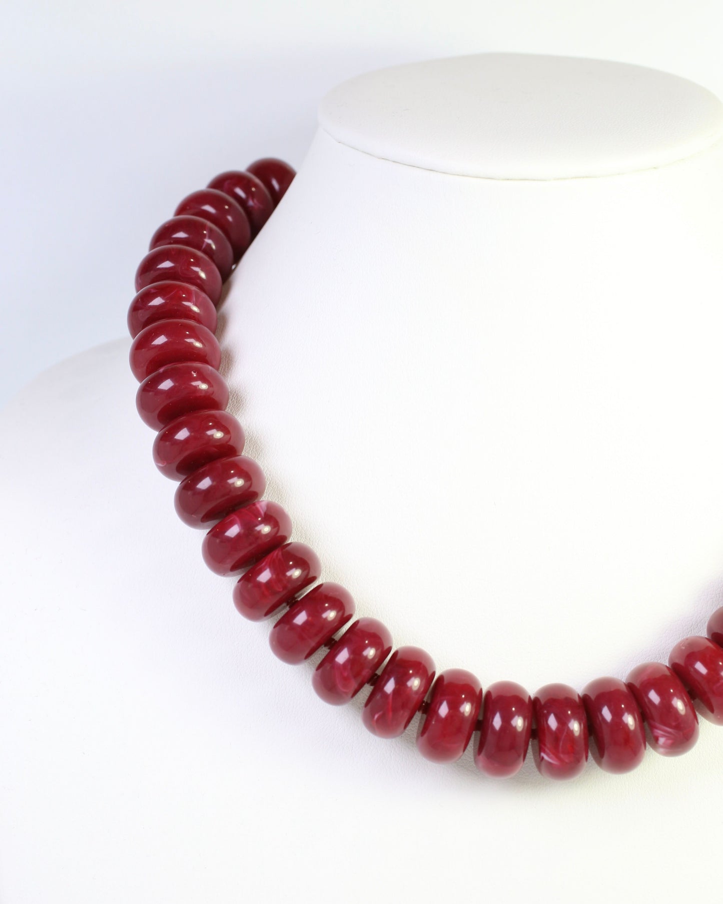 Pipestone Marble Beaded Necklace Burgundy