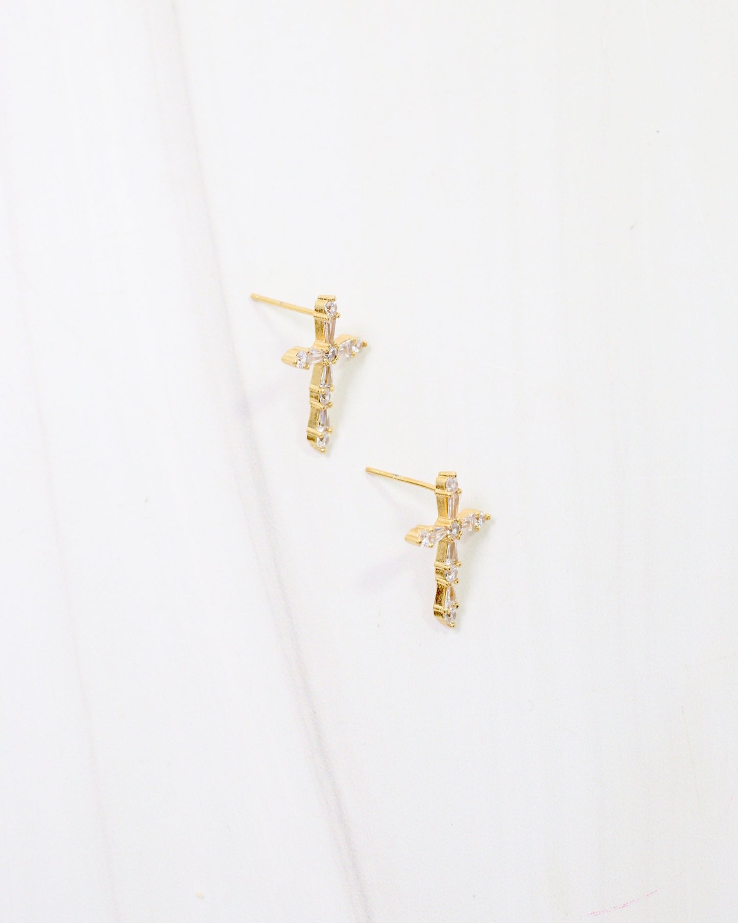 Vicksburg CZ Cross Earring Gold