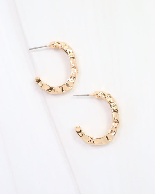 Taranto Hammered Hoop Earring Gold