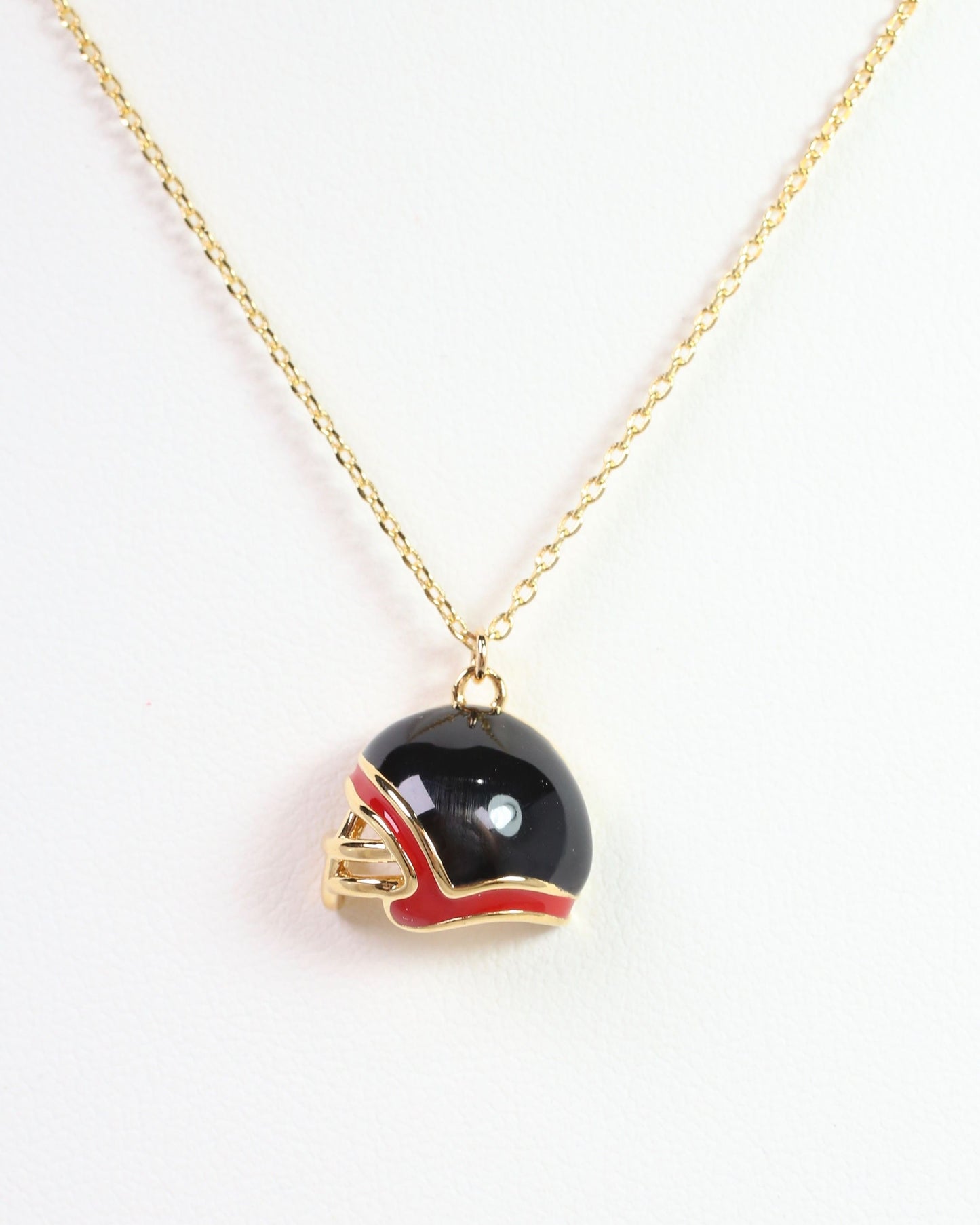 Enamel Helmet Necklace Red Black