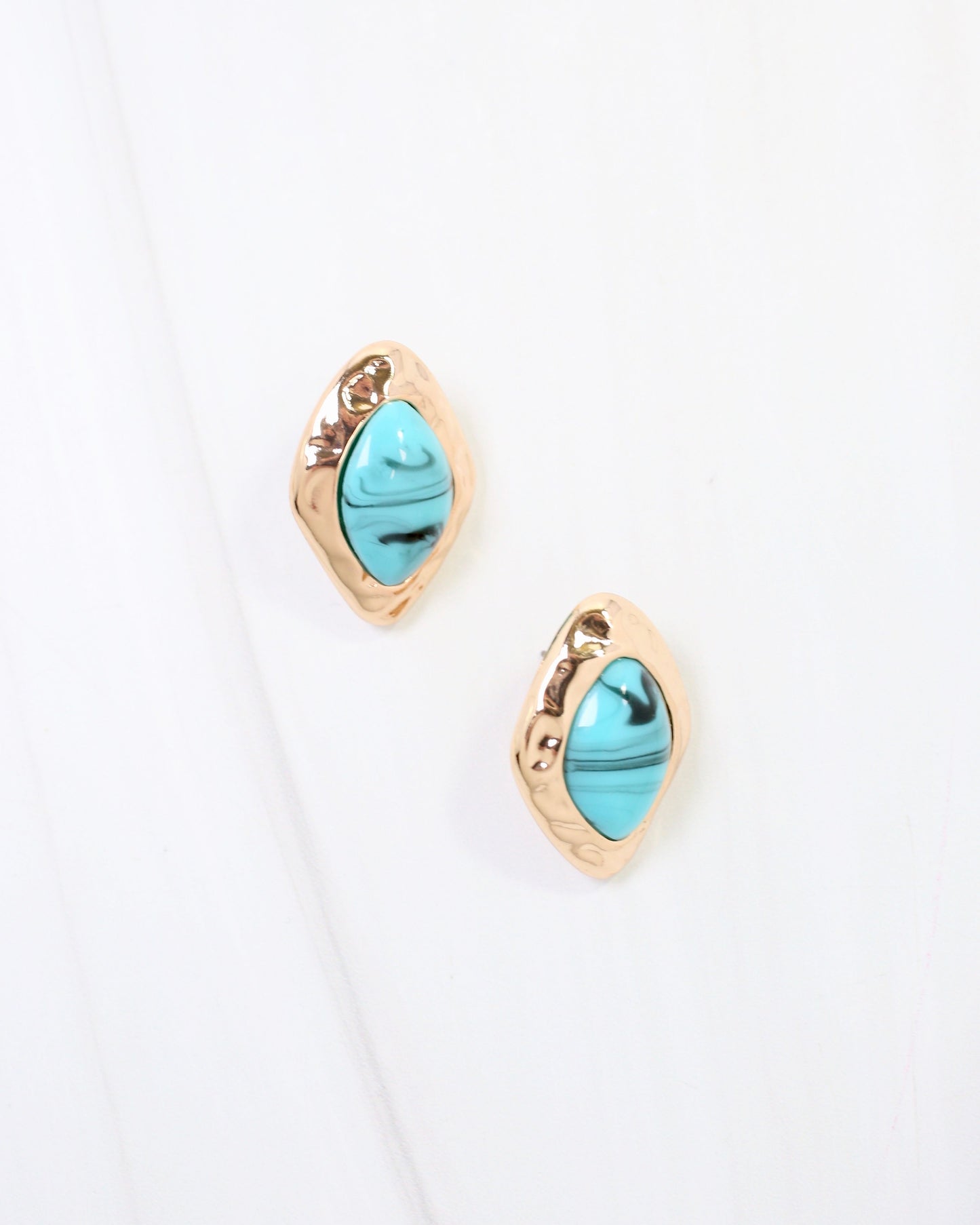 Madrid Hammered Gold Trim Earring Turquoise