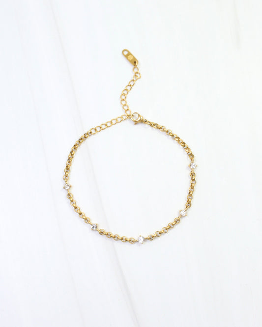 Danae CZ Chain Bracelet WP Gold