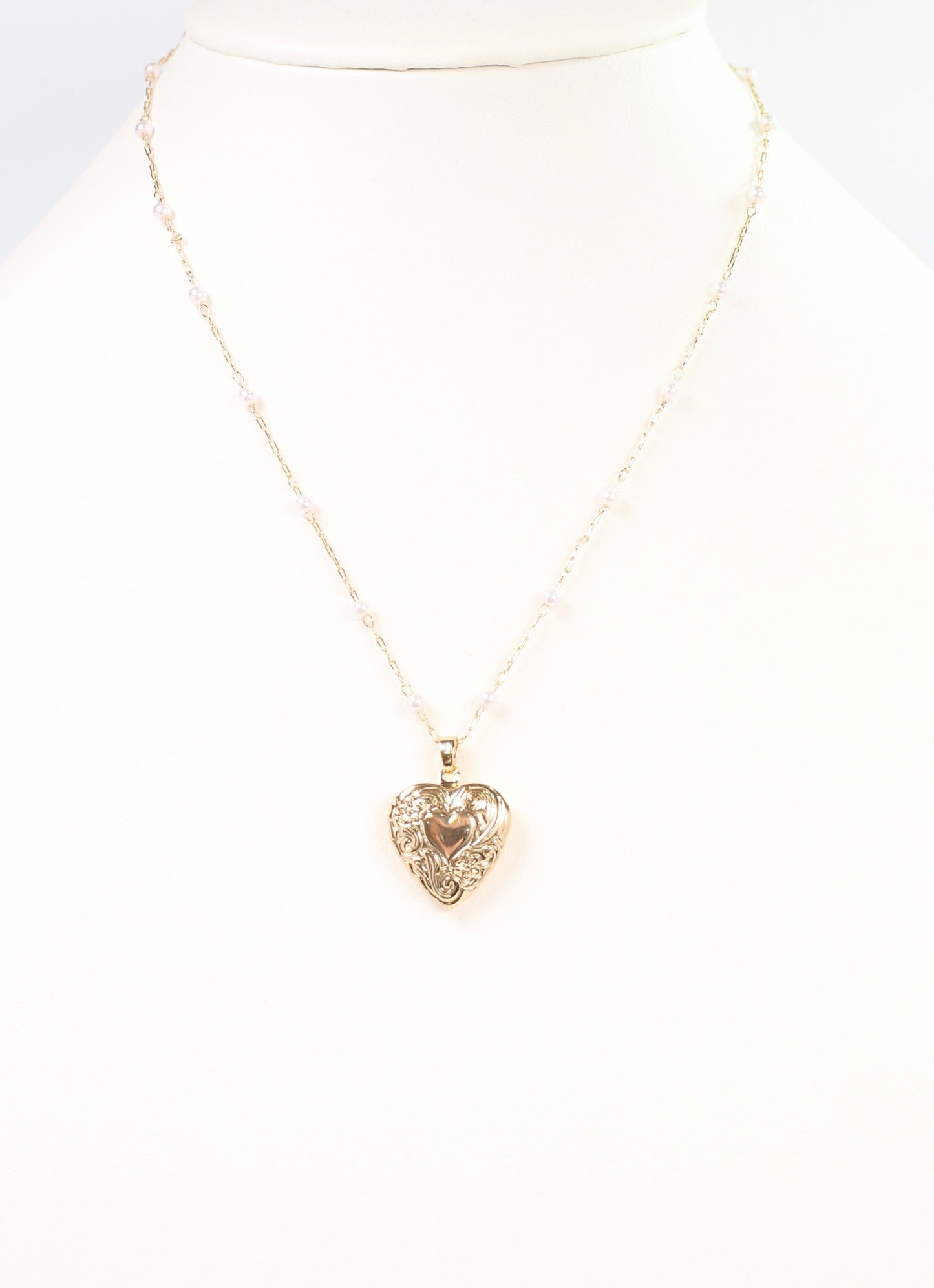 DeLuise Heart Locket Necklace Gold