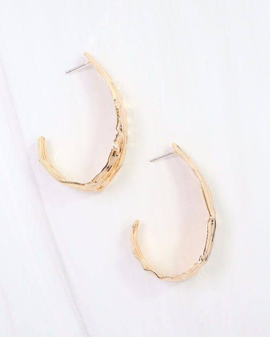 Livorno Textured Hoop Earring WR Gold