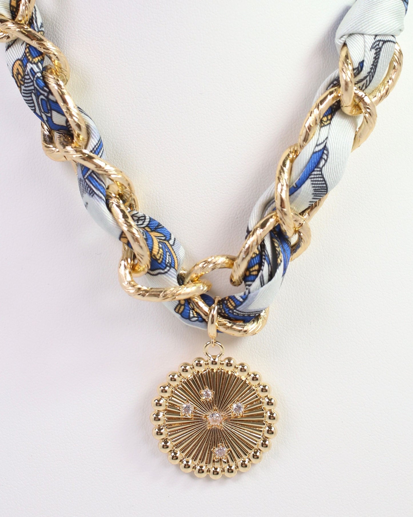 Sarah Scarf Charm Necklace Blue