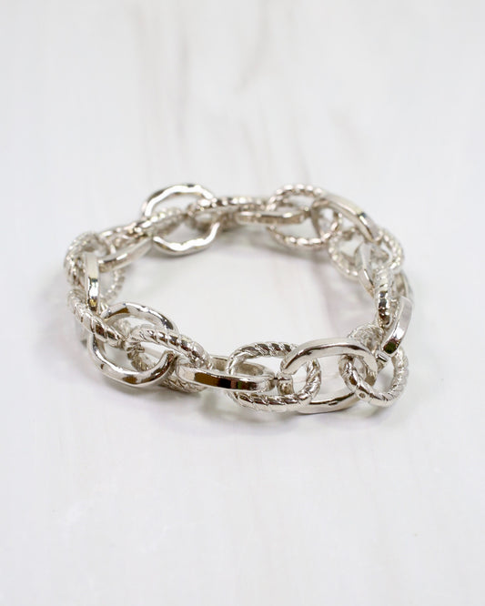 Mason Link Stretch Bracelet Silver