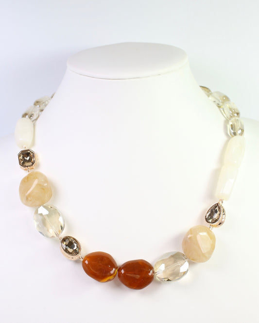 Labanon Mixed Bead and Stone Necklace Natural Multi