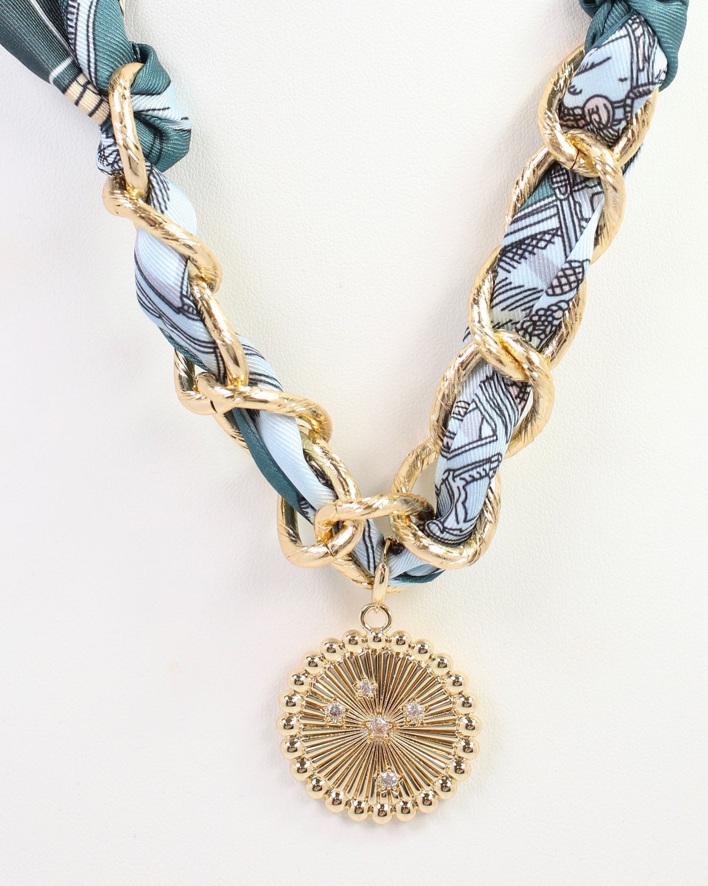 Sarah Scarf Charm Necklace Teal