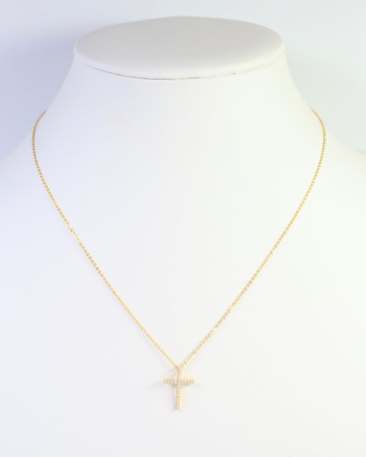 Millville CZ Pave Cross Necklace Gold
