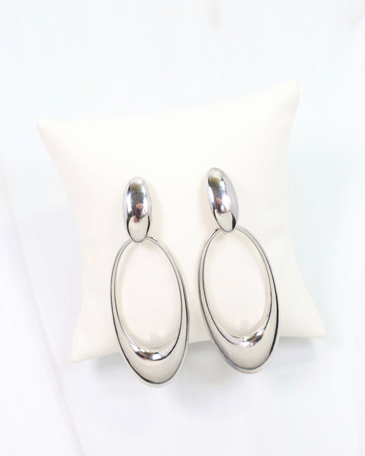 Emilia Oval Door Knocker Earring Silver