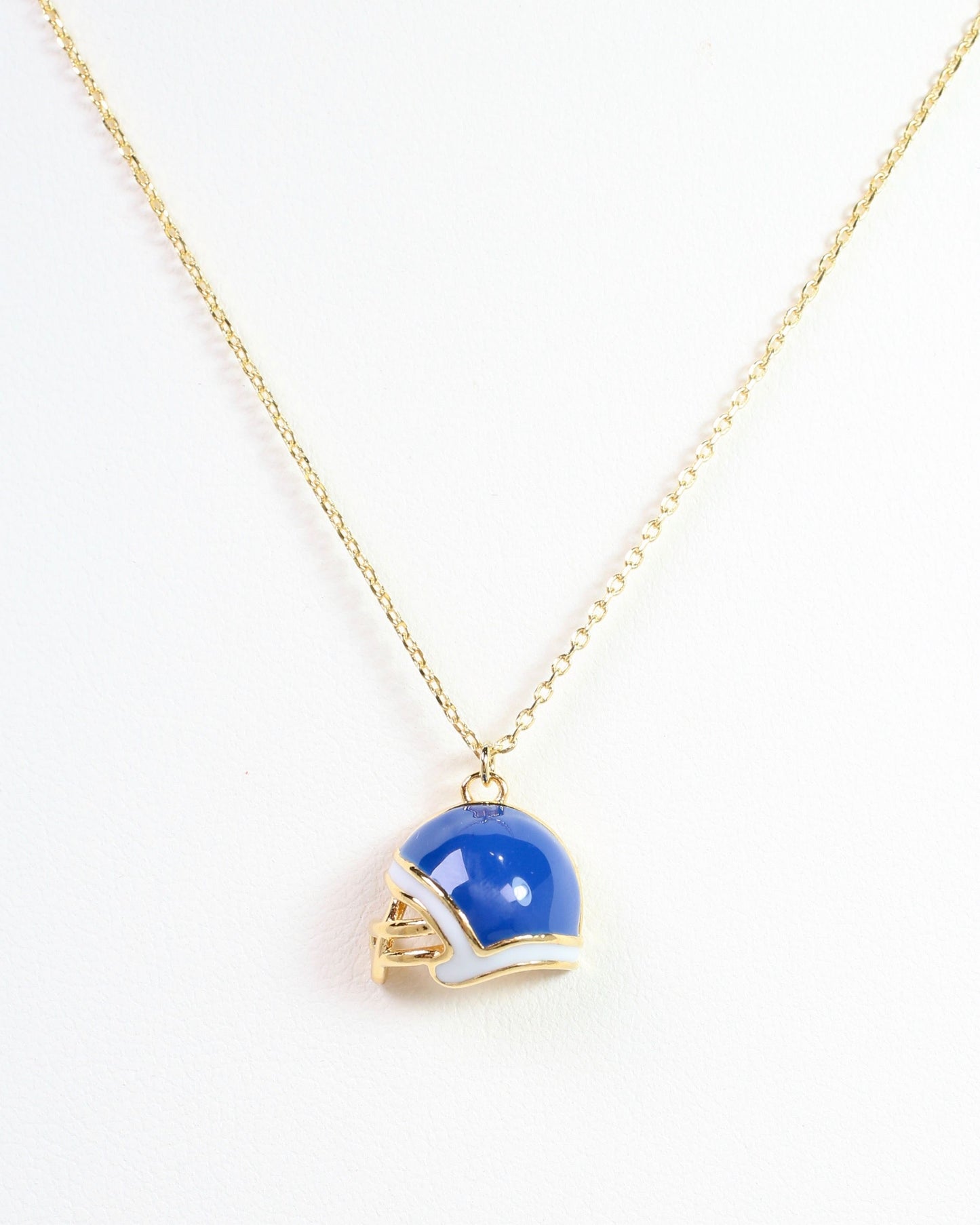 Enamel Helmet Necklace Blue White