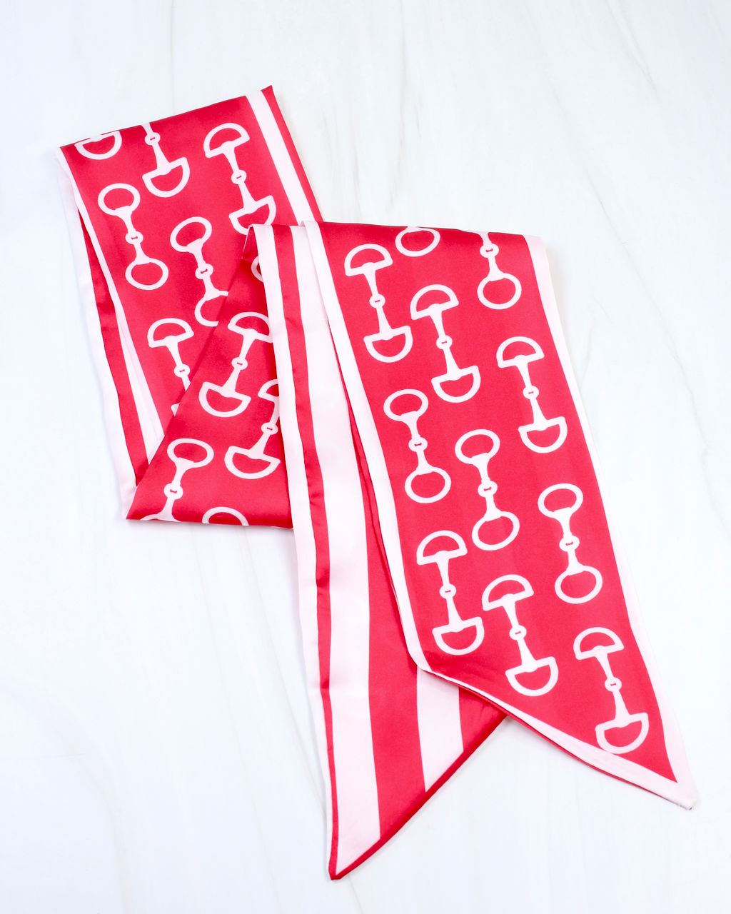 Ilene Reversible Skinny Scarf Crimson White