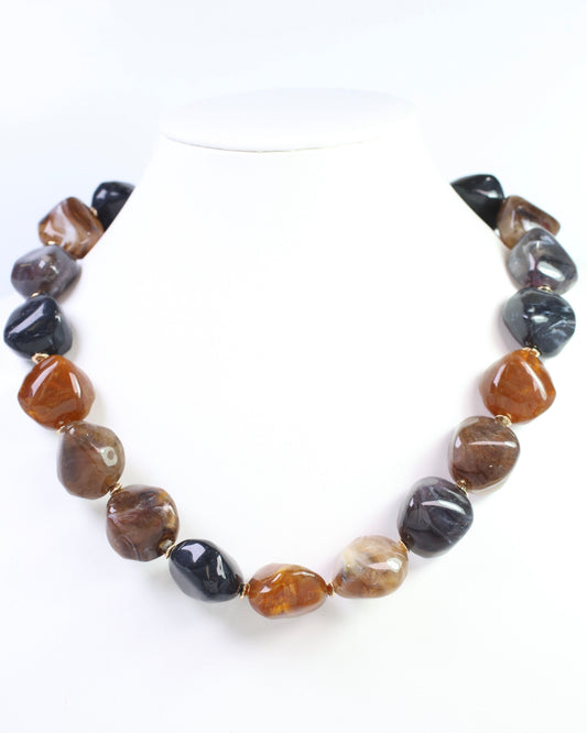 Sasser Beaded Necklace Brown Multi