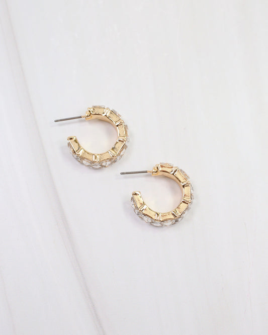 Rome Triangle Stone Hoop Earring Clear
