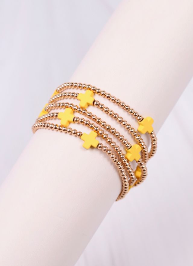 Brittany Cross Bracelet Set Yellow
