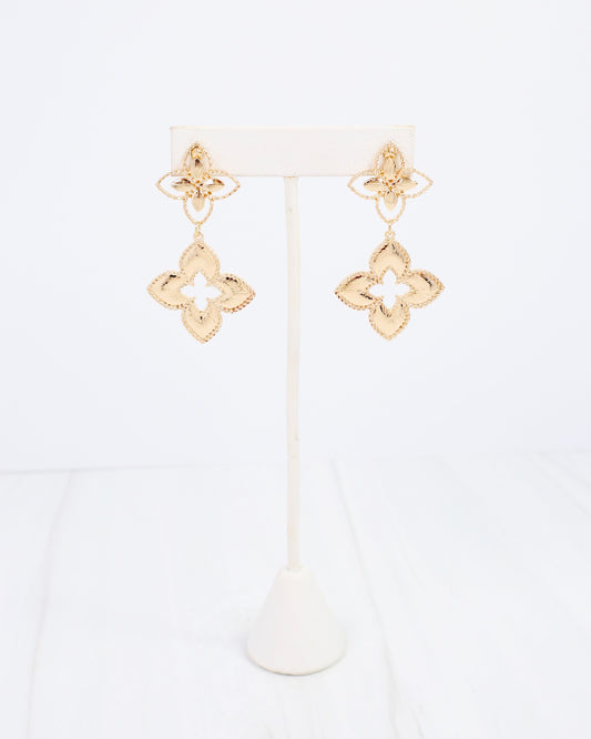 Guymon Quatrefoil Dangle Earring WR Gold