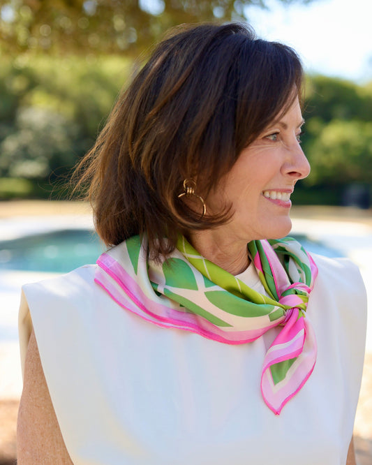 Cammi Color block Print Scarf Pink