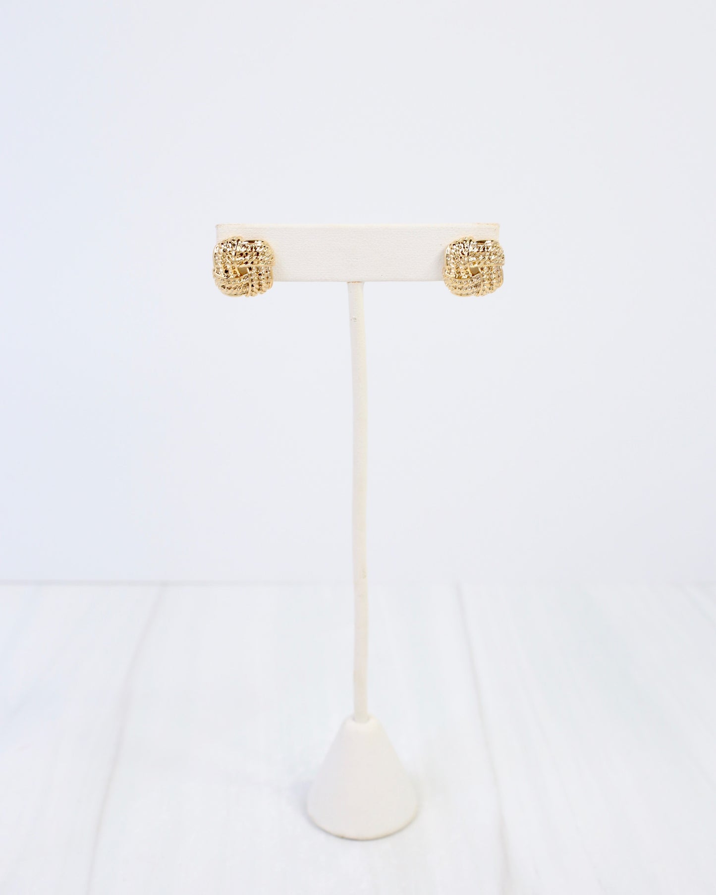 Hoboken Square Knot Stud Earring WR Gold