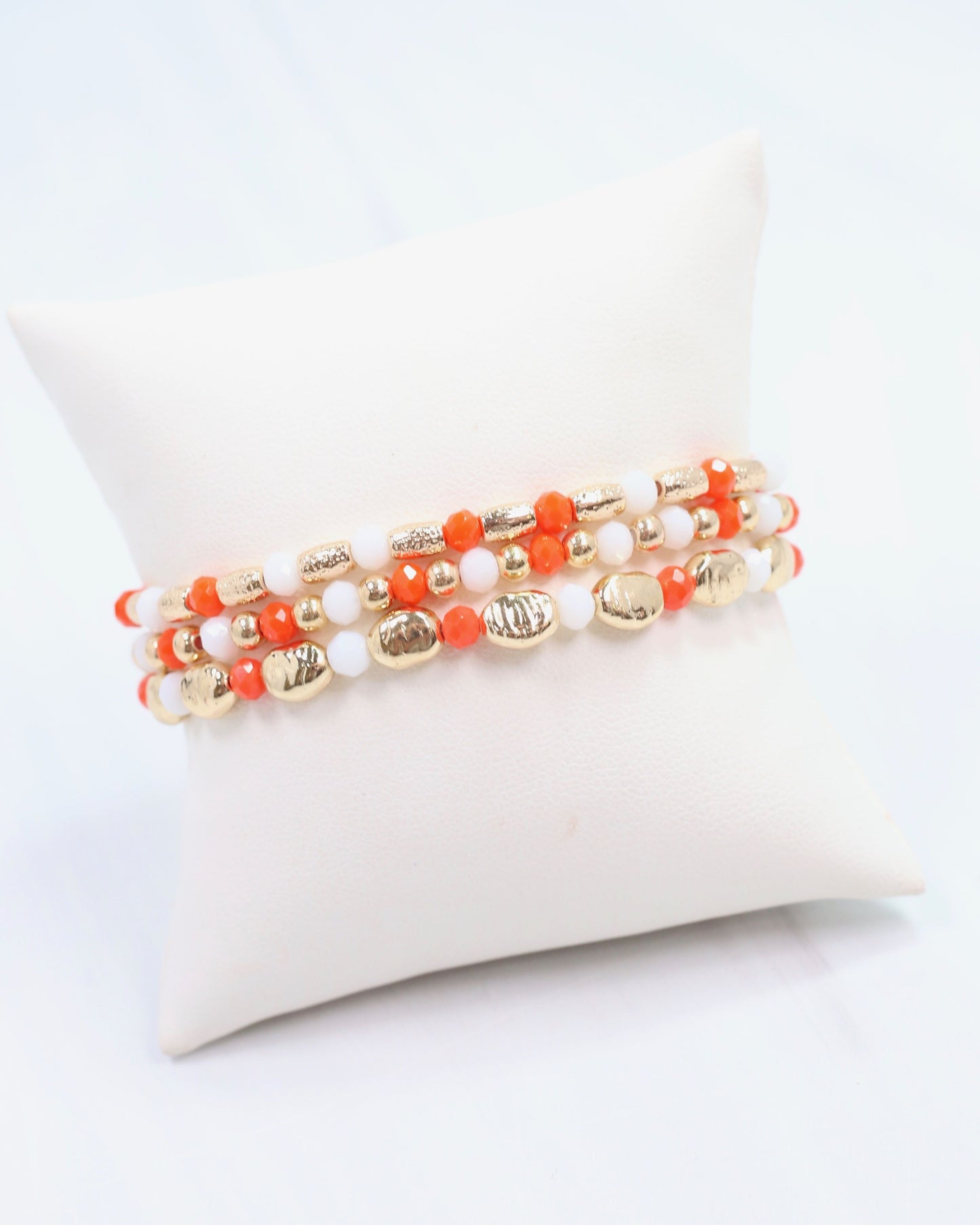 Spirit Beaded Bracelet Set Orange White