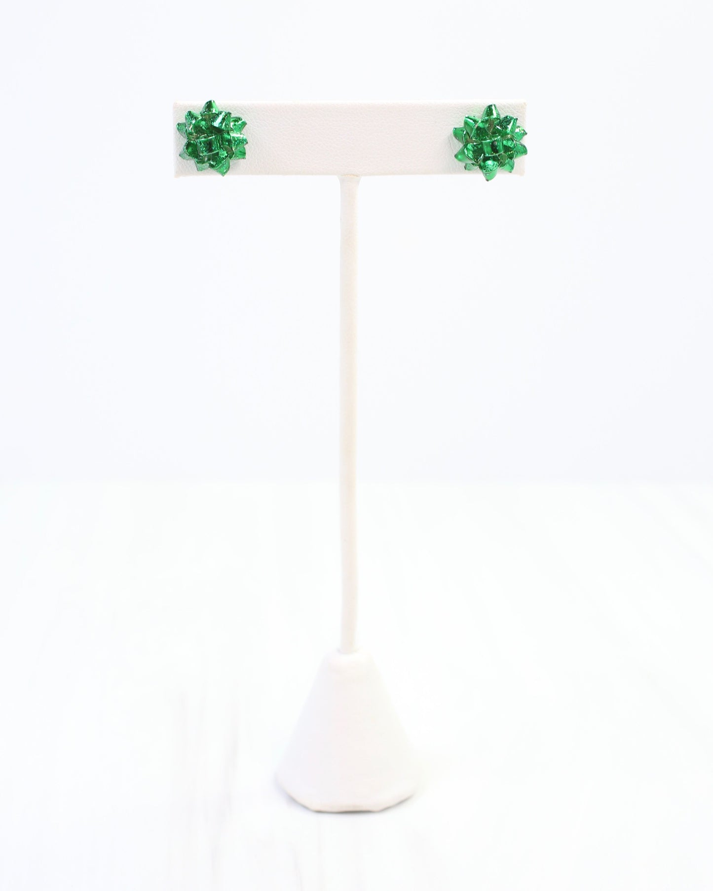 Let's Wrap Small Bow Stud Earring Green