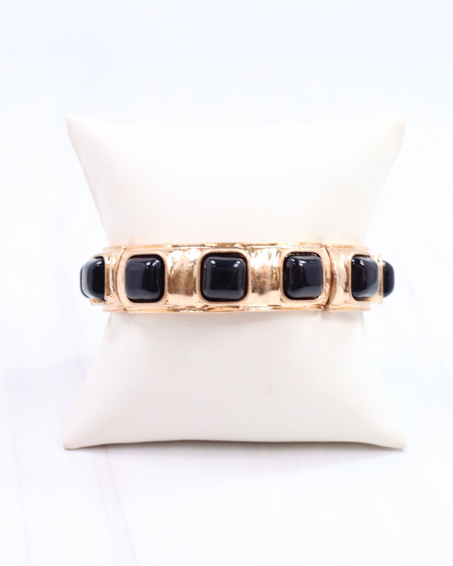 Allie Hammered Gold Stretch Bracelet Black