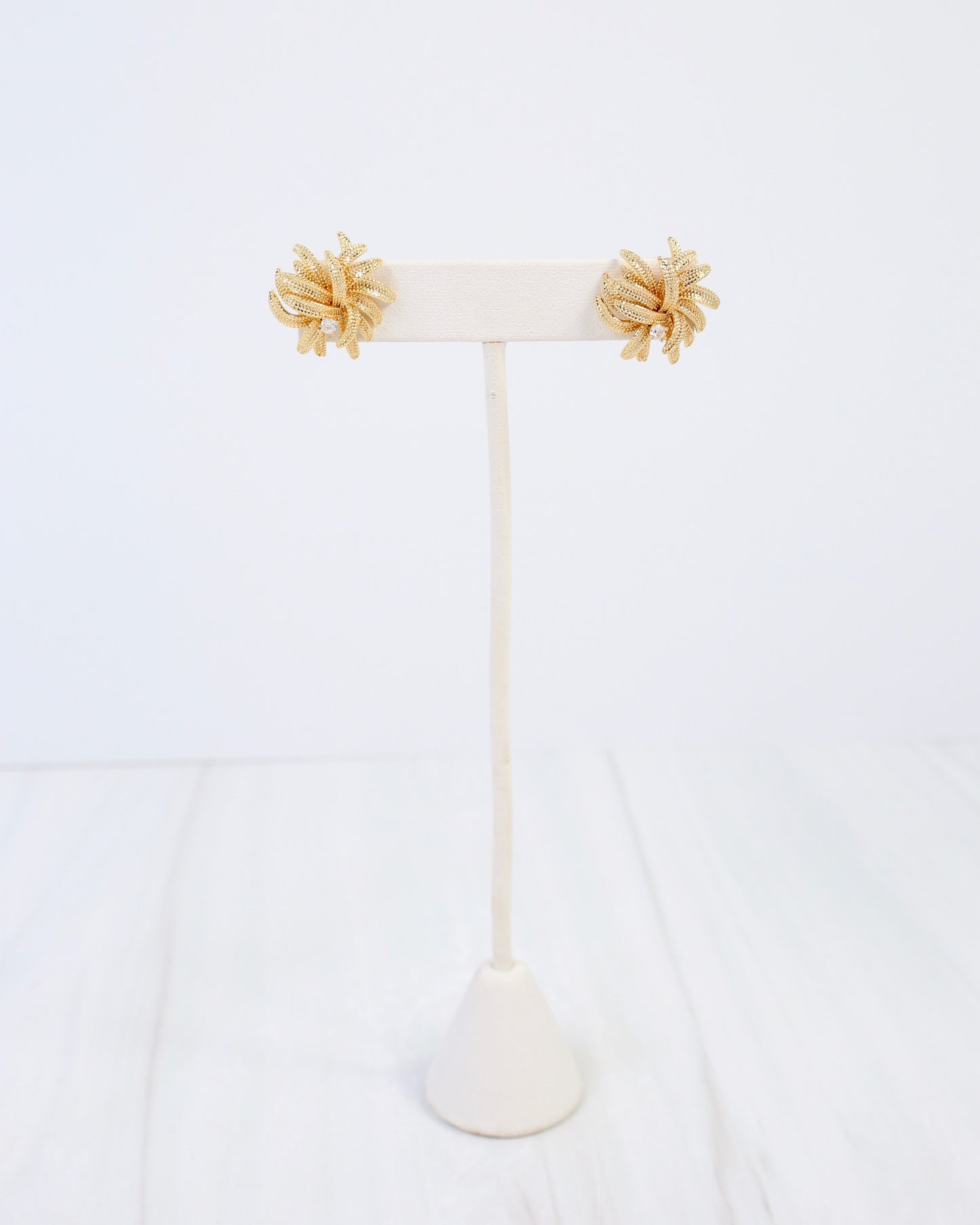 Newark Textured Cluster Earring WR Gold