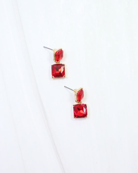 Dupree Crystal Drop Earring Red