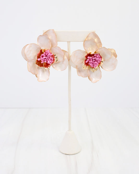 Begonia Flower Statement Earring Blush