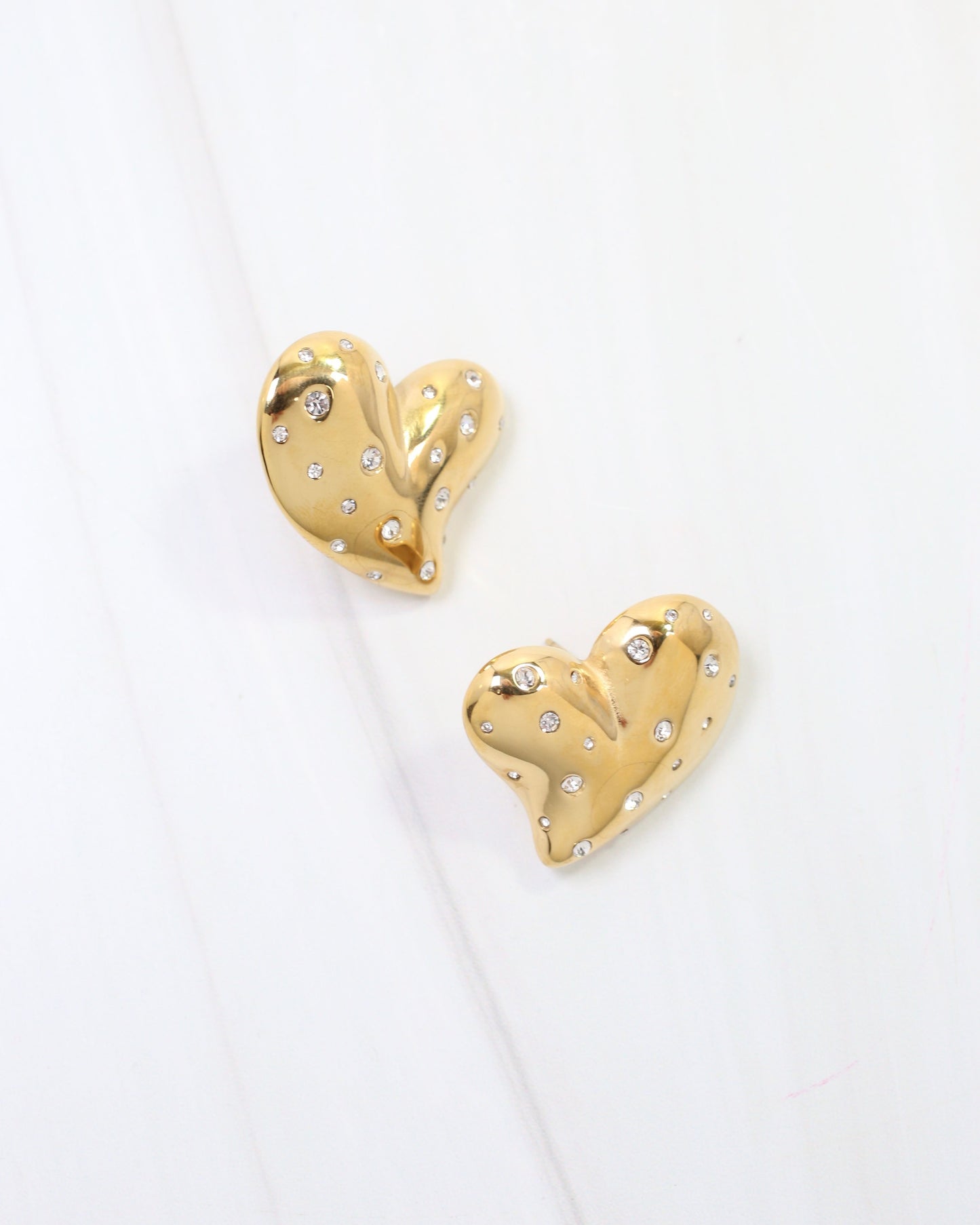 Sweetie CZ Embellished Heart Earring Gold
