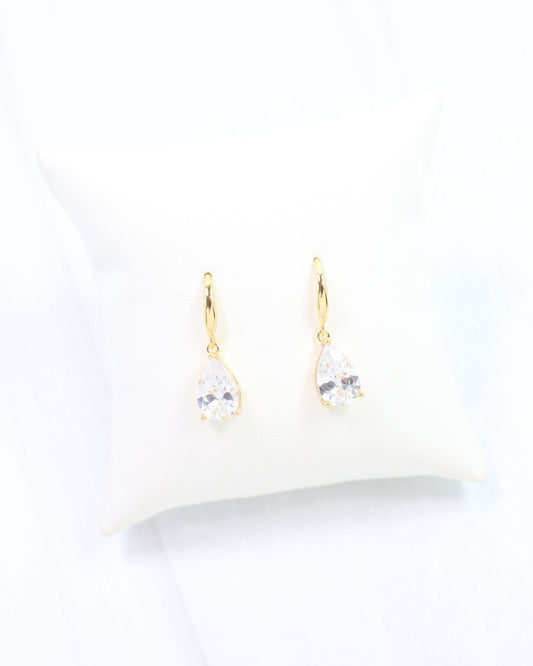 Emma Teardrop CZ Earring WR Gold