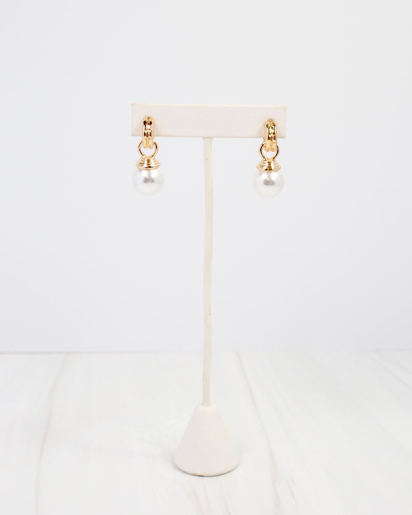 Pendleton Pearl Dangle Hoop Earring Gold
