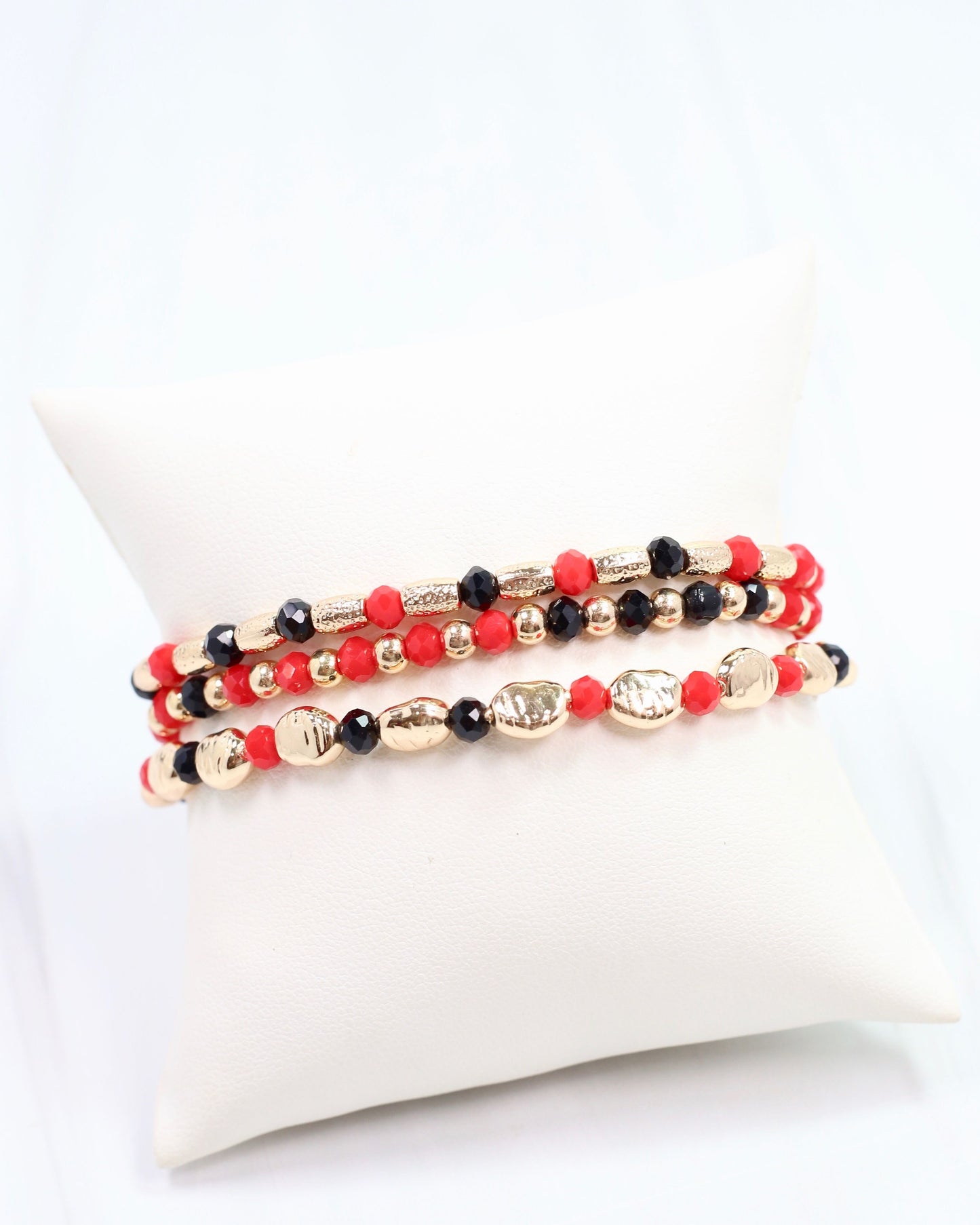 Spirit Beaded Bracelet Set Red Black