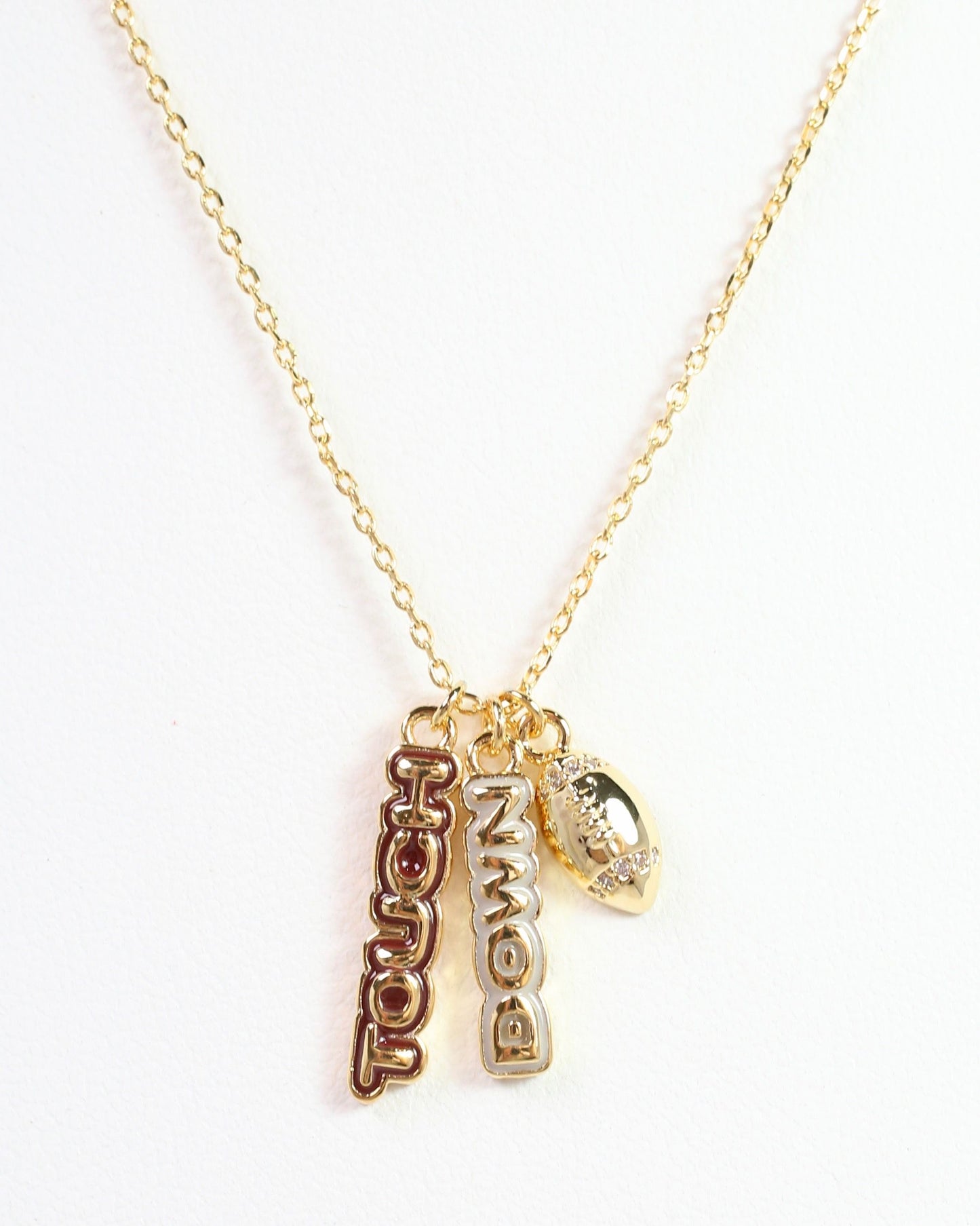 Enamel Touch Down Necklace Garnet Gold