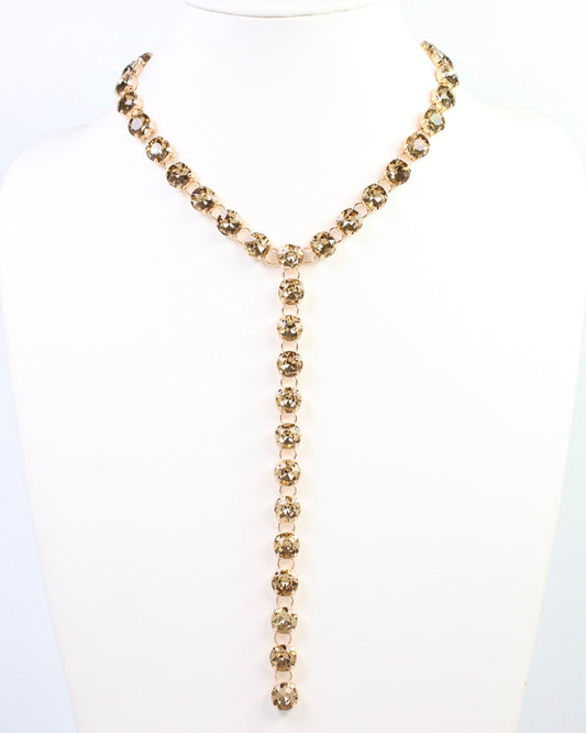 Andrea Rhinestone Y Necklace Topaz